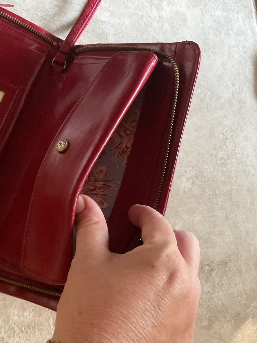 HOBO Burgundy Leather Wristlet Clutch - Picture 3 of 5